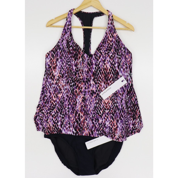 Magicsuit Tankini Set Purple/Blk Size 14/16 Underwire Tankini Modest Bottoms - Picture 1 of 13